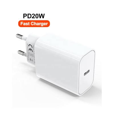 China Mobile Phone Best Selling Product 2022 PD20W Travel Wall Charging Block EU Plug Mobile Phone iPhone Charger for sale