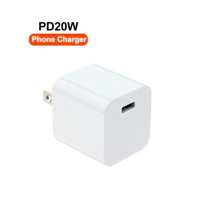 China Mobile Phone Factory Original PD20W Charging Block Customer Logo Color Mini Wall Charger with 3FT USB C Cable for sale