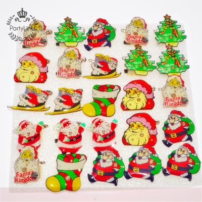 China Party Props Novelty Christmas Glowing Led Flashing Toy Santa Claus Christmas Tree Light Up Brooch Decoration Badge Christmas Gift for sale