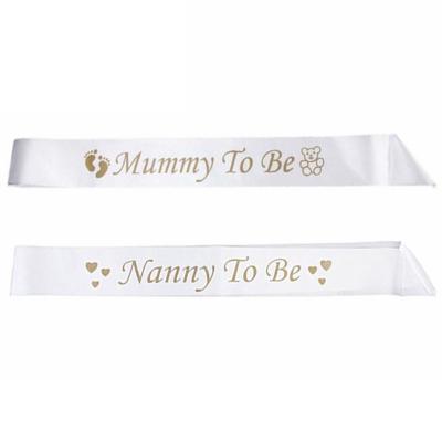 China Baby Shower Yiwu Mom To Be Nanny To Be White Sash Ribbon For Baby Shower Party / Gender Reveal Party Supplies for sale