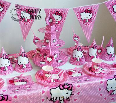 China Hello Kitty Theme Ideas Kids Birthday Party Paper Decoration Set Party Supplies for sale