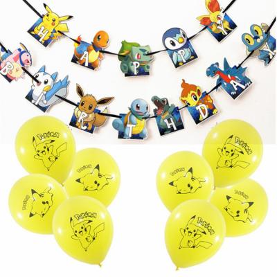 China Kids Favors Paper Birthday Party Supplies Pokemon Party Pikachu Decorations Baby Shower Paper Bunting Banner/Glasses for sale