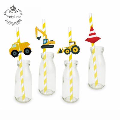 China Wholesale Paper Truck Theme Paper Straw For Kid Birthday Party for sale