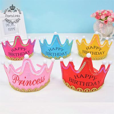 China Plastic Birthday Party Decorations Happy Birthday Led Crown Cap Birthday Hat for sale