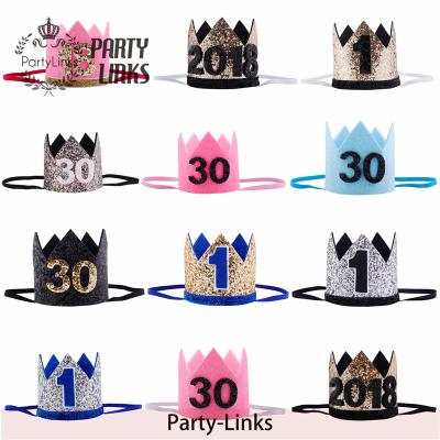 China PU Mini Felt Glitter Crown Hat for Baby Birthday Party Supplies for sale