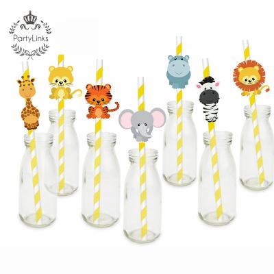 China Woodland Party Supplies Jungle Theme Party Drinking Straws Kids Birthday Party Paper Decorations for sale