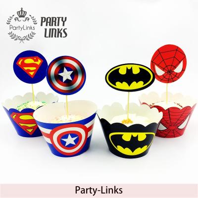 China Unique Paper Cute Cartoon/Hero Cake Decorating Topper And Wrappers For Kids Happy Birthday Supplies for sale