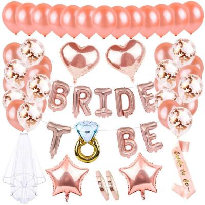 China Plastic Bachelorette Party Bride To Be Supplies Prop Set Rose Sash Balloon Headband Pink Veil Kit Hen Do Night Bridal Shower for sale