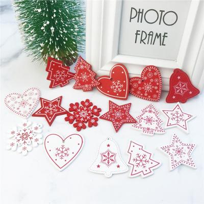 China 10PCs 5cm Wooden Wooden Christmas Tree Toys Items For Hanging Xmas Ornaments Xmas Decor For Party Home Wedding New Year Noel for sale