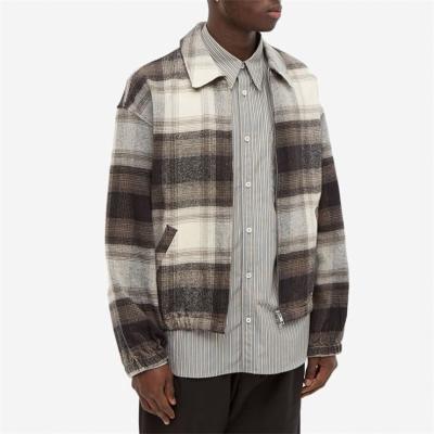 China OEM Custom100% Cotton Breathable Plaid Fabric Soft Turn Down Check Pattern Warm Jacket For Men for sale