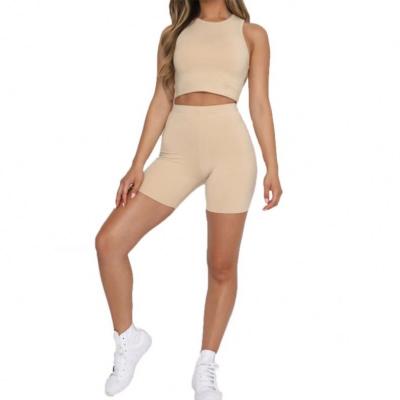 China Anti-pilling Sexy Crop Two Piece Set Tops And Matching Sets SummerTracksuit Two Piece Equipment Cycling Shorts Set For Women for sale