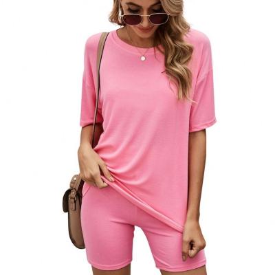 China Anti-Wrinkle Customized Wholesale Casual Women Shorts T-Shirt And Short Set Women Suit 2 Piece Sets for sale