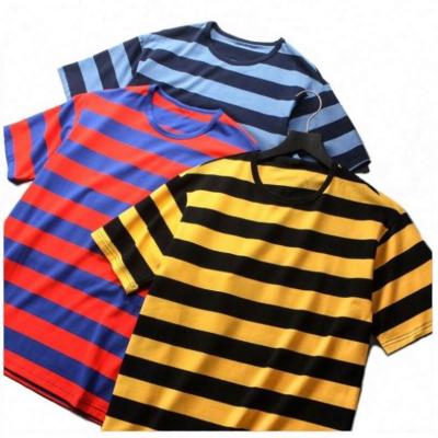 China Wholesale Mens Anti-Wrinkle Two Tone T-Shirt Striped Tee Shirt Short Sleeve Round Neck Oversized T Shirt For Men for sale