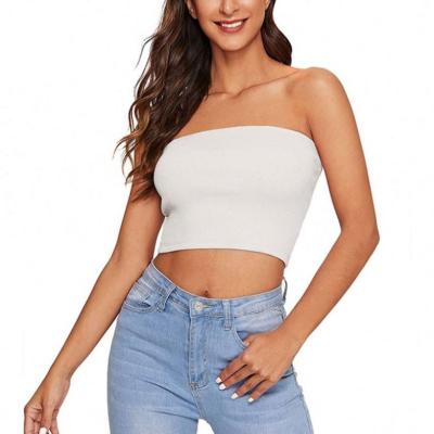 China Breathable Color Basic Thin Single Crop Summer Top Strapless Tube Top for sale