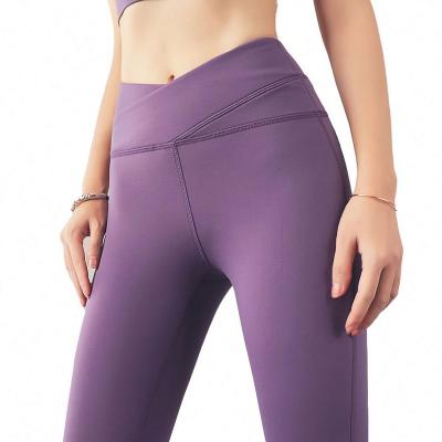 China Breathable High Waist Yoga Pants With Pockets Tummy Control Leggings Workout 4 Way Stretches Seamless Yoga Leggings for sale