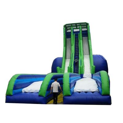 China Park Equipment Inflatable Huge 2 Lane Water Slide Drop Kick Inflatable Slide for sale