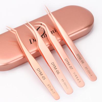 China Custom Eyelash Extension Tweezers IRISMOON Custom Eyelash Extension Tweezers Set 4pcs Straight And Curved Stainless Steel Eyelash Extension Tools Applicators Set for sale