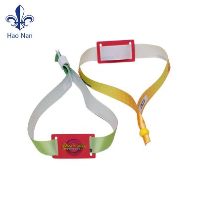 China Full Color Adjustable Custom Fabric Sublimation Printing Smooth RFID Ribbon Wristband for sale