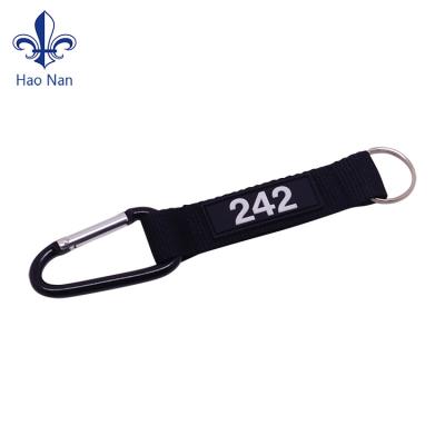 China Wholesale Promotional Custom Aluminum Carabiner Lanyard Key Chain Holder Carabiner Key Chain With Strap for sale