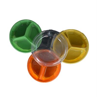 China Plastic Food Round Food Tray With 3 Compartment Disposable / Food Trays for sale