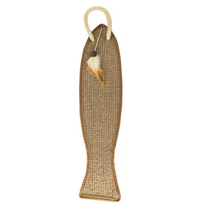 China Sisal Door Wall Hanger Cat Accessories Scratching Board Toys Viable Fish Shape Mat Cat Scratcher for sale