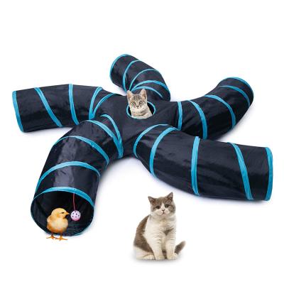 China Interactive Pet Stored Cat Tunnels Collapsible Way Toy Felt Cat Tunnel Collapsible 5 Way Play Bed China Multi Combo Black Wholesale for sale