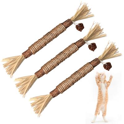 China Stored Molar Ball Chew Sticks Wooden Eco-Friendly Toys Scratcher Small Cat Toy Food Cat Dental Silvervine Stick Catnip for sale