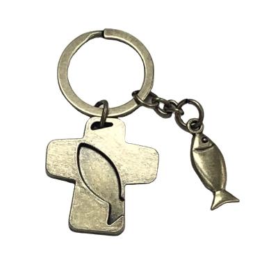 China China Best Price Customizable Luxury Bronze Cross Key Ring For Fish Art for sale