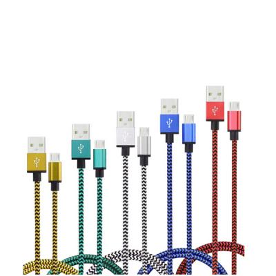 China Hot Sale 1M Colorful Dual Camera Metal Shell USB Male To Nylon Braided Micro Data Charging Cable for sale