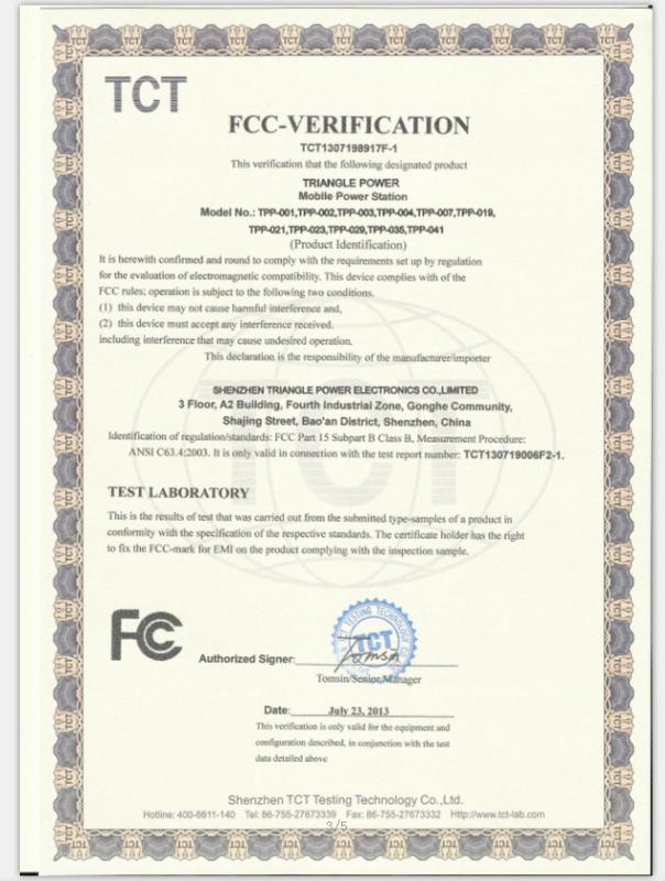 FCC - Shenzhen Triangle Power Electronics Co., Ltd.