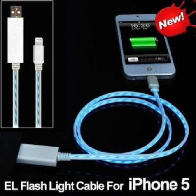 China visible flowing EL led charging cable  for samsung galaxy s5 , White / Black / Pink for sale