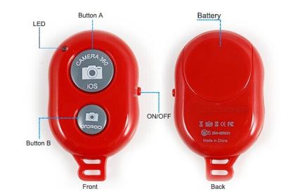 China Red WIreless Bluetooth Selfie Remote Control Monopod Shutter for sale