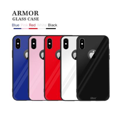 China Convenient Wireless Charging VMAX Enable Wireless Charging Tempered Glass Cover Hard Protector TPU Phone Case For iPhone X 10 for sale