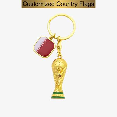 China 3D Metal World Cup Trophy Keychain FWC Football Official Authorized With Country Flag for sale