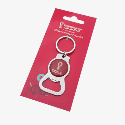 China Zinc Alloy World Cup Key Chain With Bottle Opener Logo FWC Soccer Qatar 2022 Official Authorized for sale