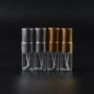 China Personal Care Mini Perfume Atomizer Glass Spray Vials Empty Refillable Glass Tubular Spray Perfume Bottles 2ML for sale