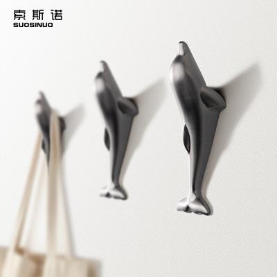 China Latest Design High Quality Hang Clothes Cute Gray Metal Hooks Rails Coat Hook Black Dolphin Coat Hook for sale