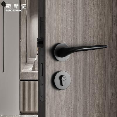 China High Standard Matt Black Zinc Alloy Round Lever Door Handle Modern Design Handles For Wooden Doors for sale