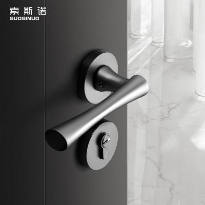 China Gray Wooden Door Zinc Alloy High Level Modern Bedroom Interior Mute Modern Door Lock Handle for sale