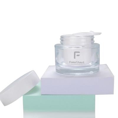 China Fomalhaut Personal Free Sample Packaging Luxury Detachable Refillable 100g Face Cream Face Cream Clear Glass Jar for sale