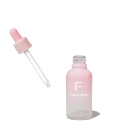 China Cosmetic Pink Dropper Bottle In Stock Cylinder Cosmetic Glass Packaging Free Sample for sale