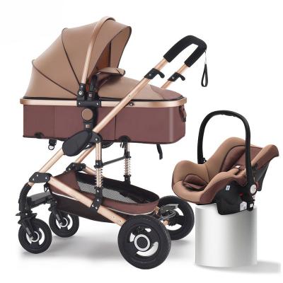 China 300D Linen fabric 2 in 1 Baby Stroller  Baby Strollers OEM Customized Aluminum Alloy Luxury  Frame Compact Folding Size for sale