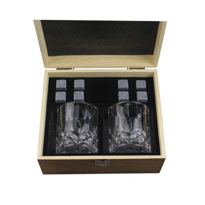 China Barber Shop Amazon Hot Luxury Classic Liquor Mug Gift Box Homeware Glass Drinkware Glasses Set Wooden Box for sale