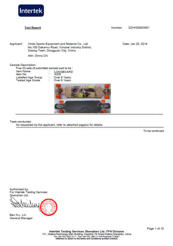 EN13613:2009 - DONGGUAN XINDA SPORTING GOODS CO.,LTD.