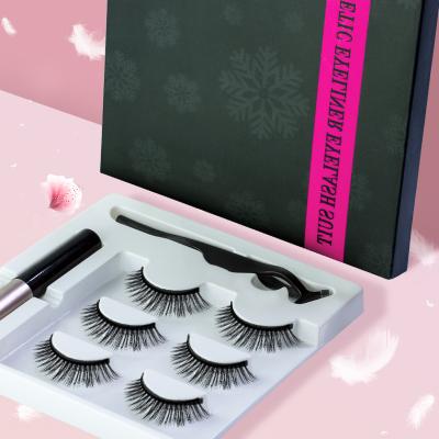 China Hot Sale New Feather Styles 4 Lashes Magnetic False Eyelashes Magnetic Eyelashes for sale