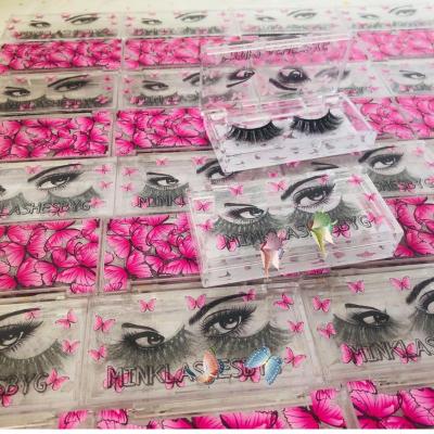 China Wholesale 25mm lashbox packaging 25mm mink lashes3d mink seller natural long mink eyelashes with colorful butterfly lashes cases for sale