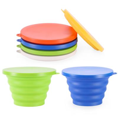 China Sustainable Wholesale Travel Tableware 750ml Freezer Microwave Silicone Folding Bowl With Lid for sale