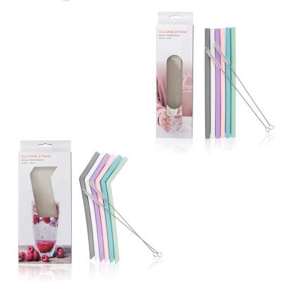 China Factory Price Sustainable Straw With Brush Reusable Silicone Eco Friendly Drinking Set for sale