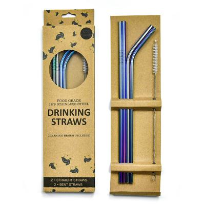 China Sustainable Eco Products Custom Smoothie Colored Straw Gift Box Amazon Metal Drinkable Straw Set for sale