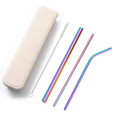 China Viable Wholesale 304 Stainless Steel Drinking Straw With Case Portable Travel Straw Metal Straw Set for sale